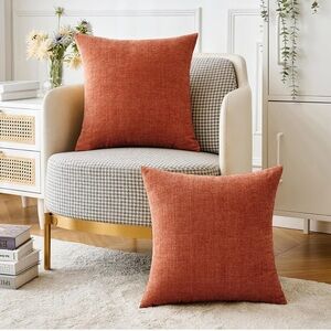 Set of Two Burnt Orange Throw Pillows Covers 18x18